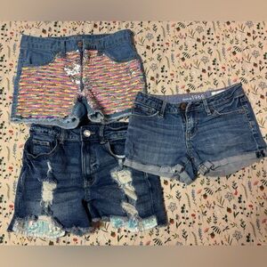 Stylish Kids Denim Shorts Set - Blue and Multicolor